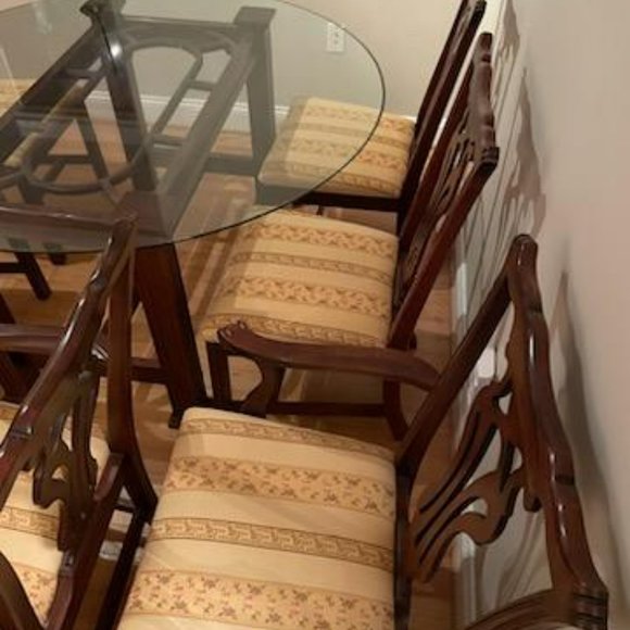 Set of 6 Ethan Allen Knob Creek Mahogany Chippendale Dining Room Chairs & Table - Picture 5 of 7